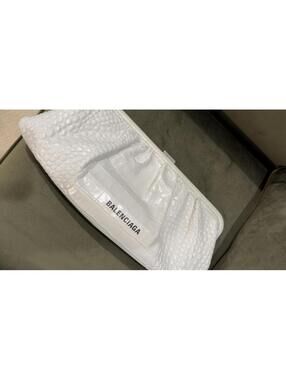 BALENCIAGA - Croc Embossed Clutch, White